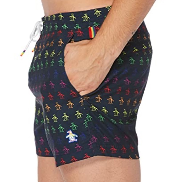 Original Penguin Pride Rainbow Pete Print Swim Short Size 32 - Picture 1 of 10